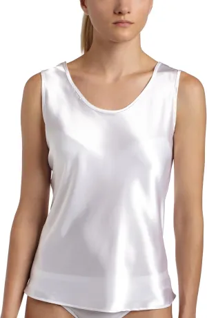 Womens Satin Charmeuse Tailored Tanktop camisole, White, Small
