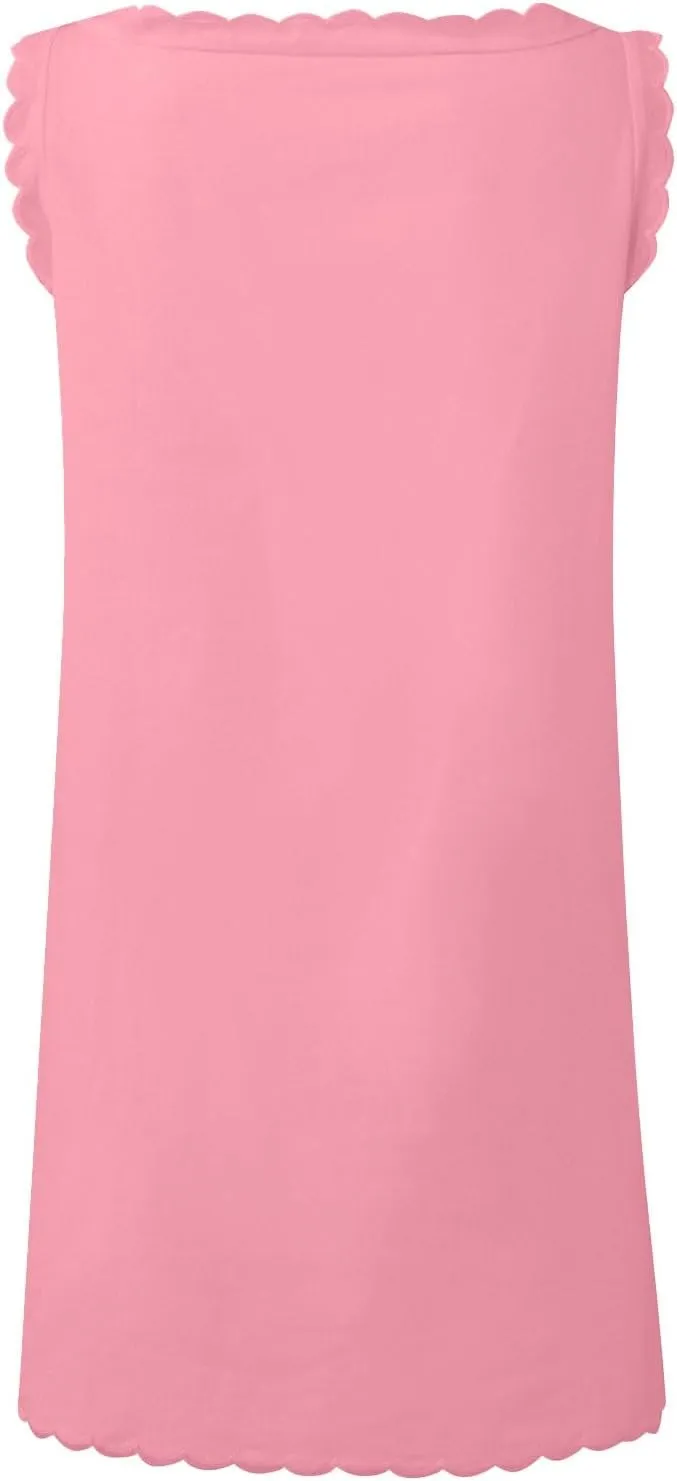 Womens Sleeveless Tank Dress V-Neck Scallop 2025 Summer Dresses Back Zipper Linen Casual Beach Sundress