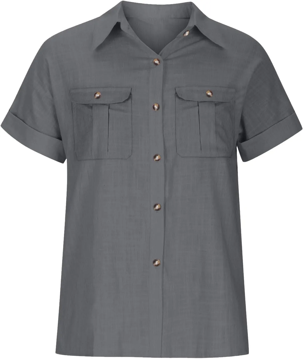 Womens Summer Tops V Neck Button Down Shirts Casual Trendy Business Basic Tees Ladies Daily Going Out Blouses