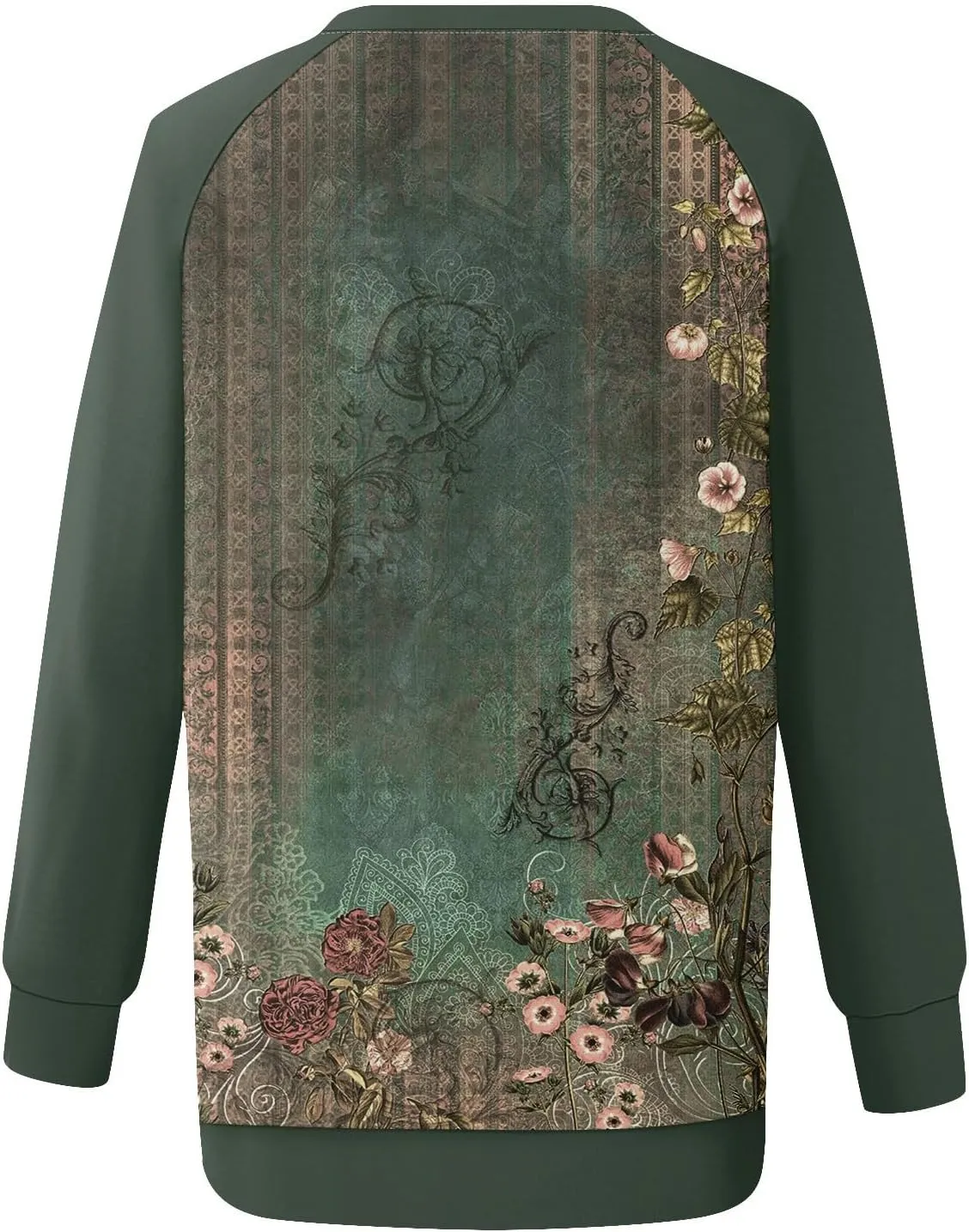 Womens Sweatshirts Floral Print Long Sleeve Loose Fit Shirts Crewneck Cute Trendy Clothing Sweater