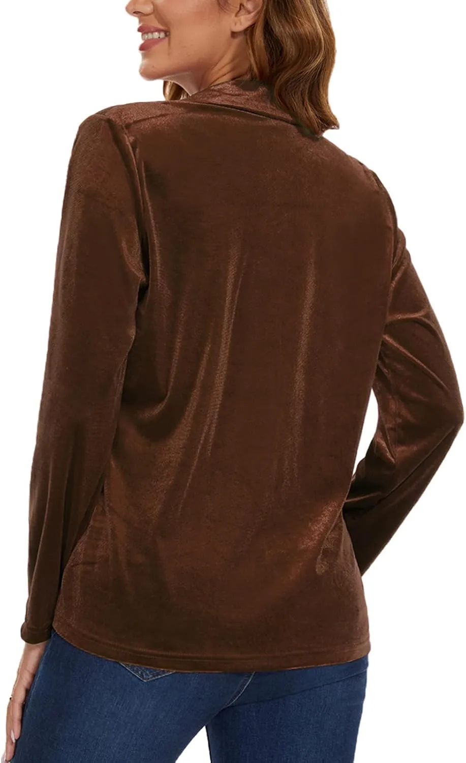 Women's Velvet Suit Blazer Jacket Casual Office Work Long Sleeve Button Pockets Tailored Jacket Coat Blazer