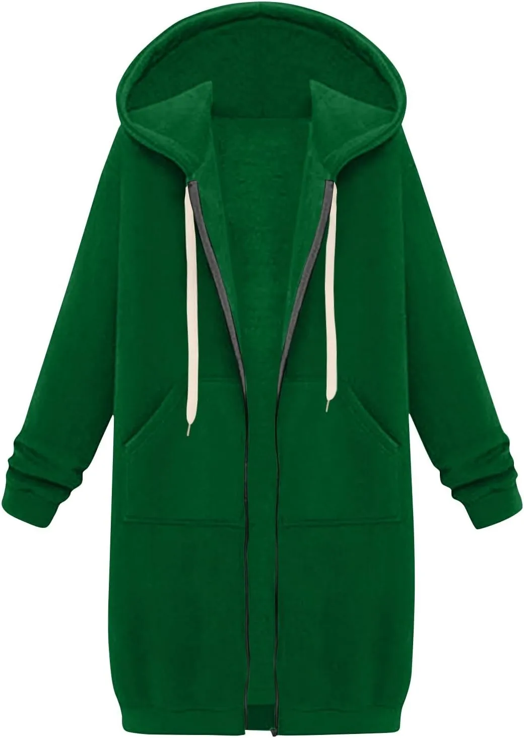 Women's Zip Up Long Hoodies Jacket Long Sleeve Drawstring Hooded Sweatshirt Coat 2024 Fall Winter Pocket Outerwear