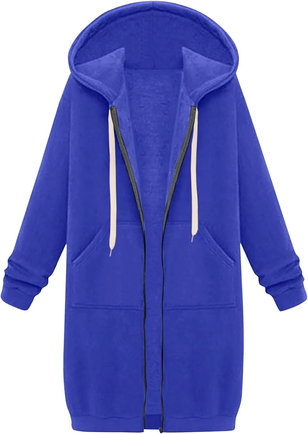 Women's Zip Up Long Hoodies Jacket Long Sleeve Drawstring Hooded Sweatshirt Coat 2024 Fall Winter Pocket Outerwear