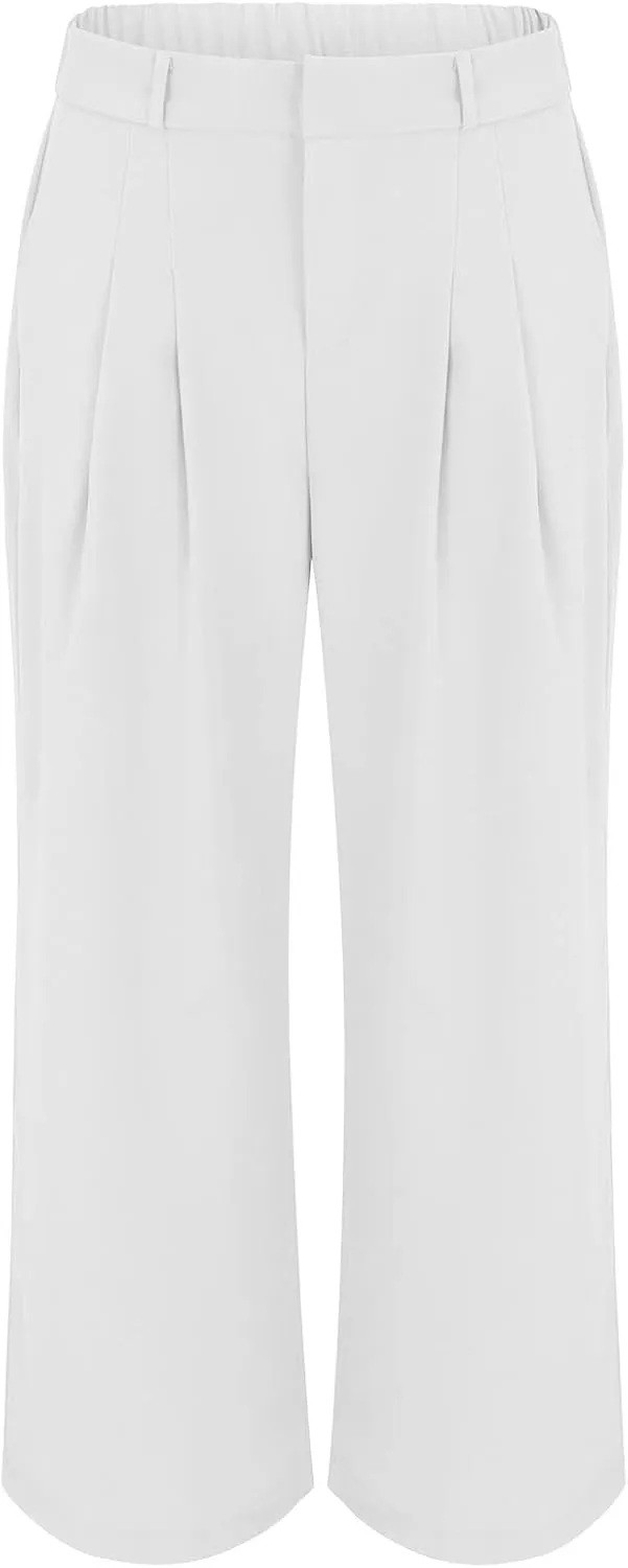 YOLAI Womens Casual Wide Leg Dress Pants High Waist Tailored Button Down Trousers Business Work Trousers with Pockets