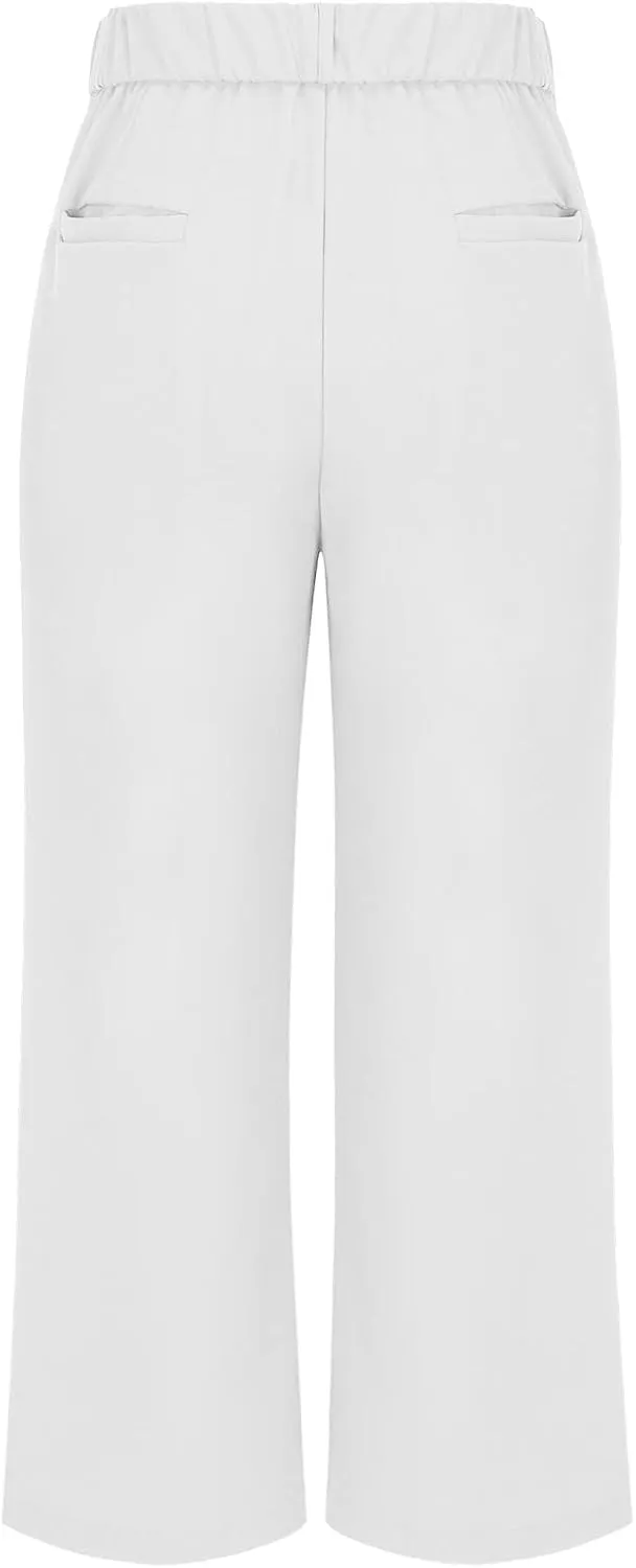 YOLAI Womens Casual Wide Leg Dress Pants High Waist Tailored Button Down Trousers Business Work Trousers with Pockets