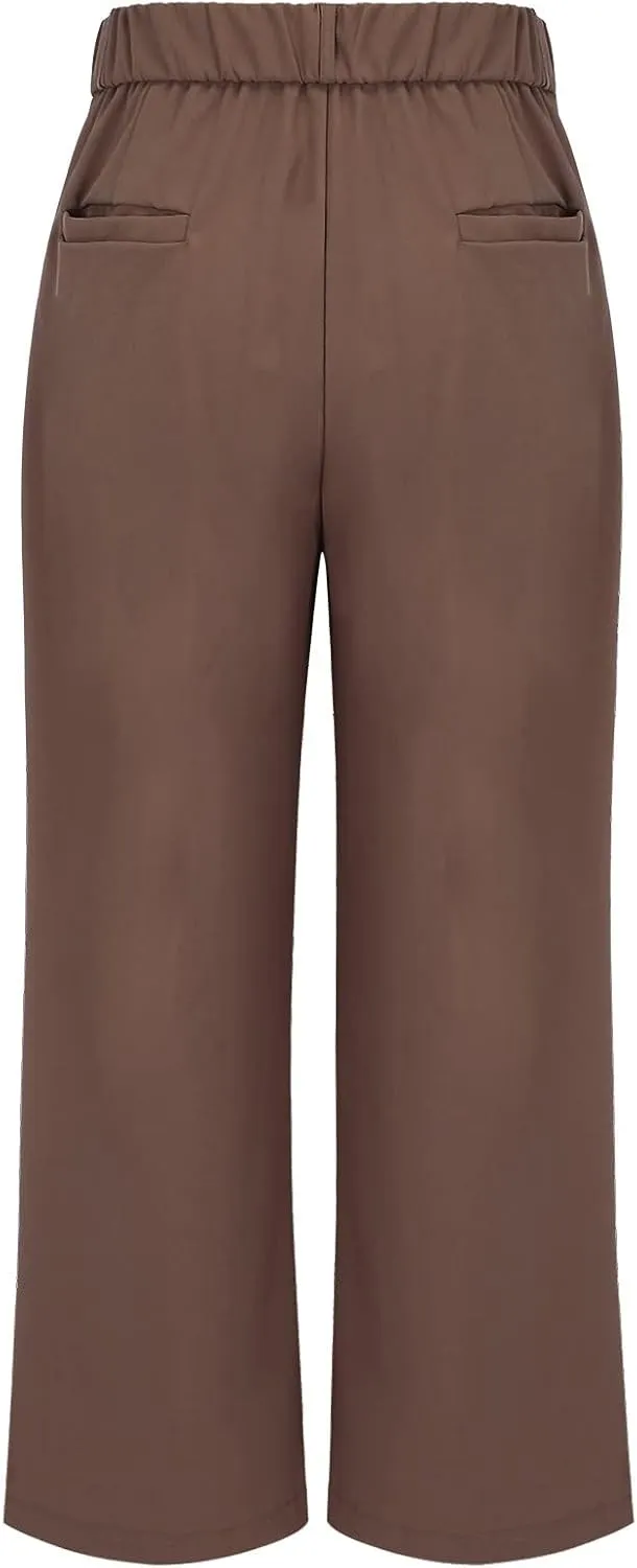 YOLAI Womens Casual Wide Leg Dress Pants High Waist Tailored Button Down Trousers Business Work Trousers with Pockets