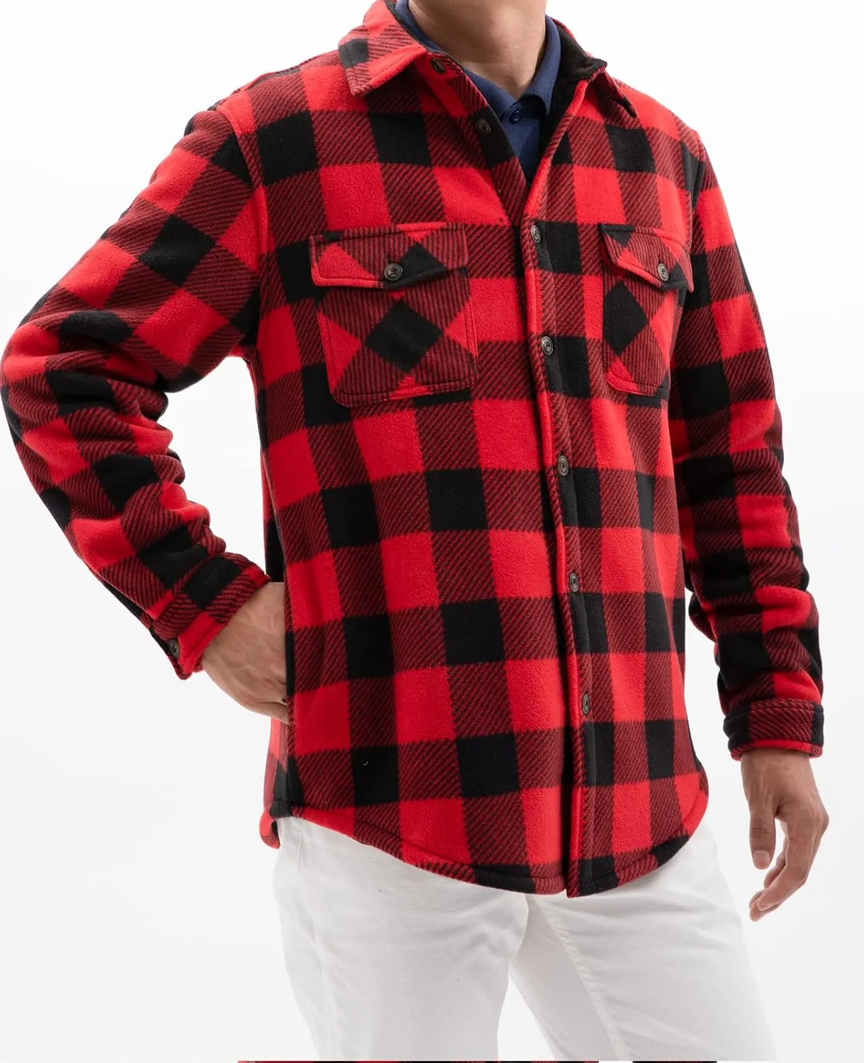 ZENTHACE Men's Warm Sherpa Lined Fleece Plaid Flannel Shirt Jacket(All Sherpa Fleece Lined)