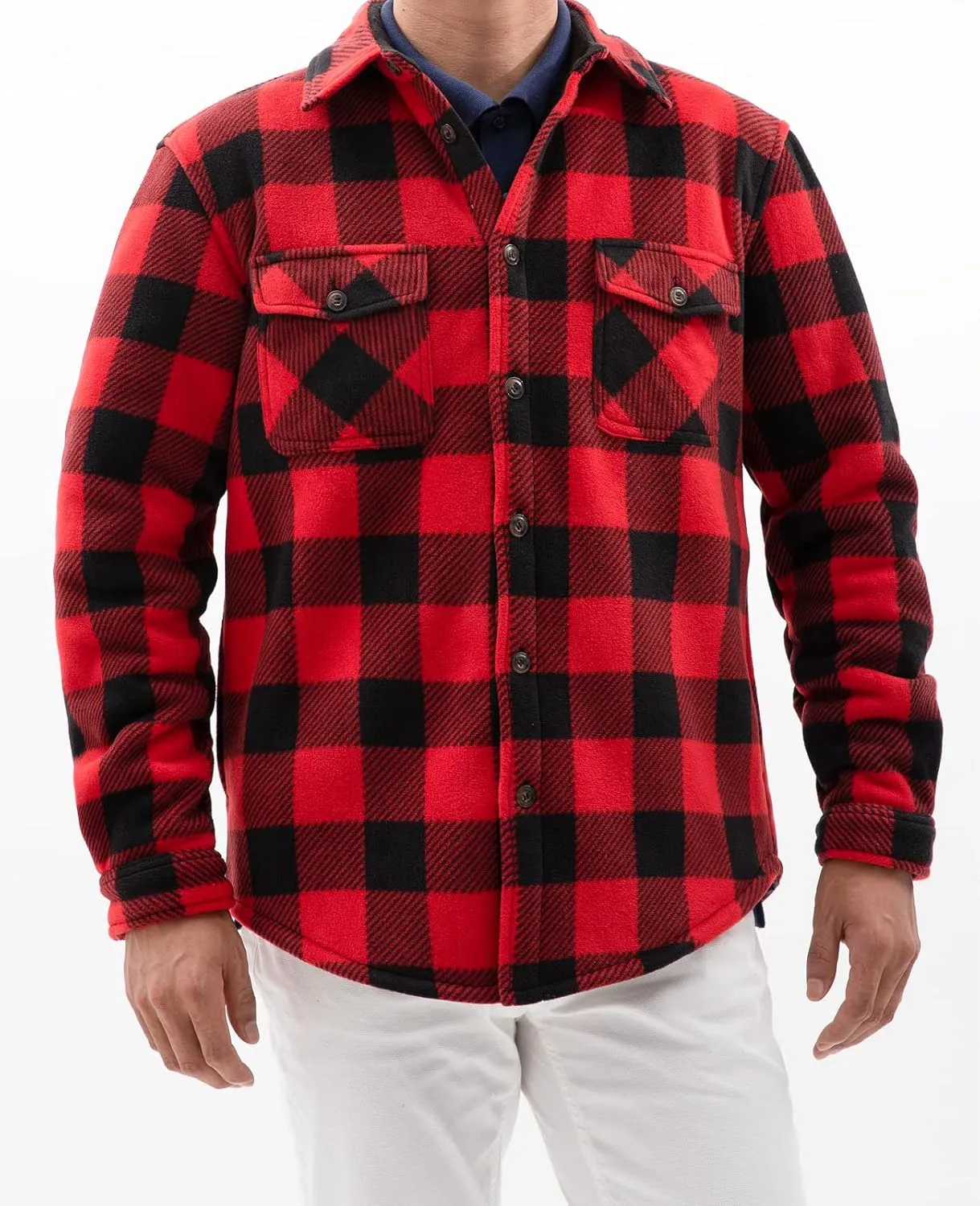 ZENTHACE Men's Warm Sherpa Lined Fleece Plaid Flannel Shirt Jacket(All Sherpa Fleece Lined)