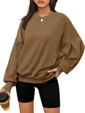 ZHENWEI Womens Fall Oversized Sweatshirts Crewneck Fleece Hoodie Casual Fashion Pullover Sweaters Outfits with Pockets