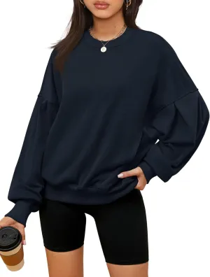 ZHENWEI Womens Fall Oversized Sweatshirts Crewneck Fleece Hoodie Casual Fashion Pullover Sweaters Outfits with Pockets