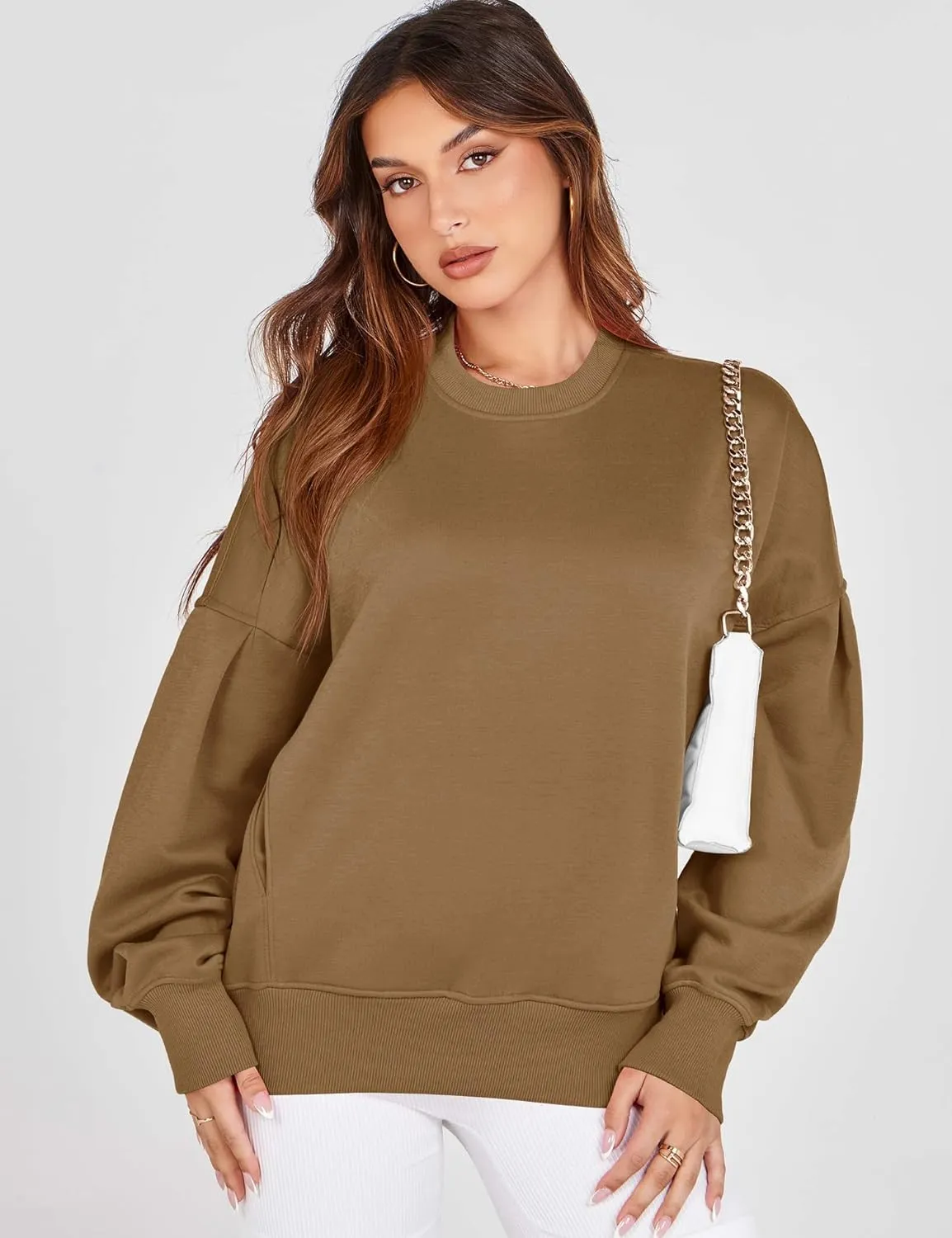 ZHENWEI Womens Fall Oversized Sweatshirts Crewneck Fleece Hoodie Casual Fashion Pullover Sweaters Outfits with Pockets