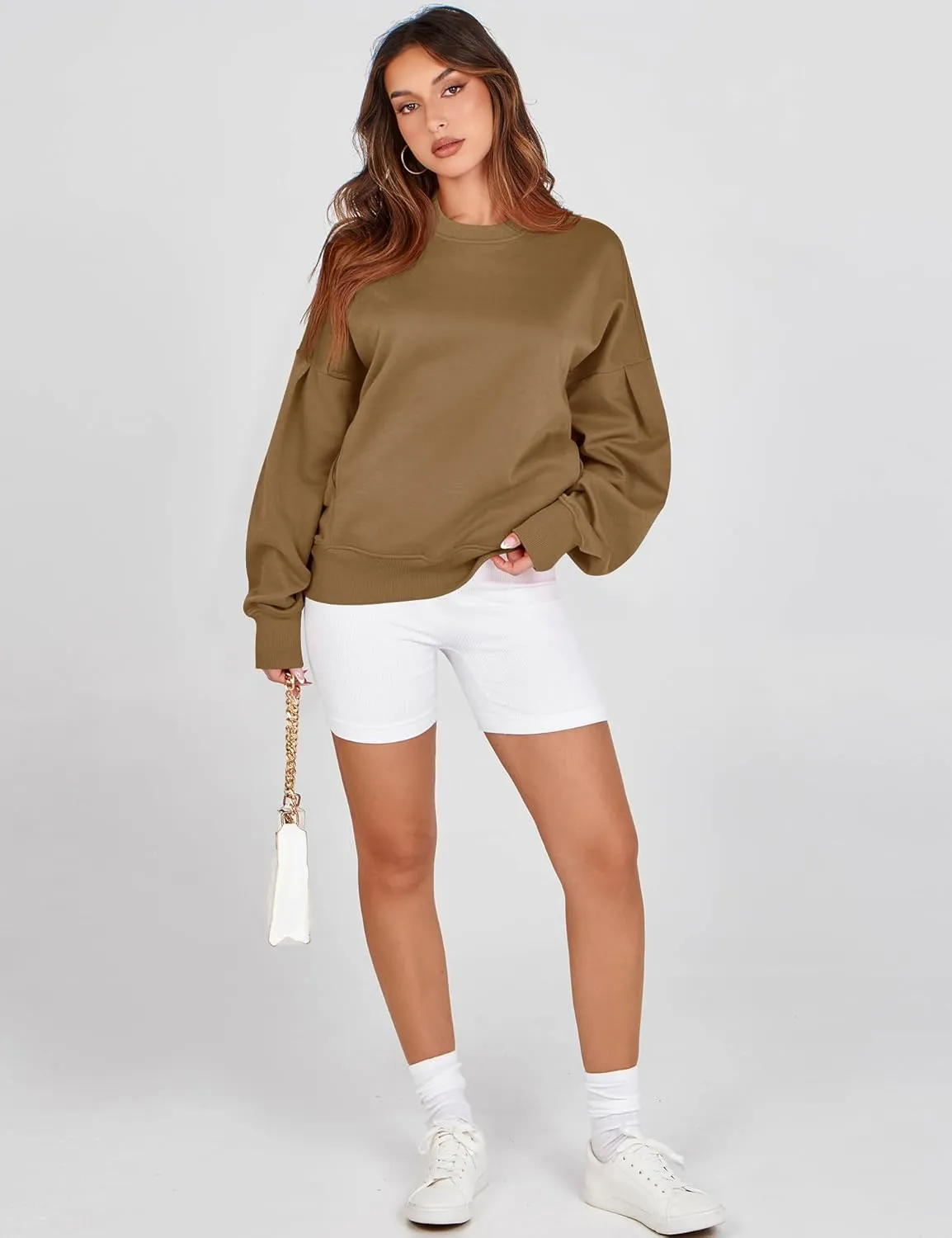 ZHENWEI Womens Fall Oversized Sweatshirts Crewneck Fleece Hoodie Casual Fashion Pullover Sweaters Outfits with Pockets