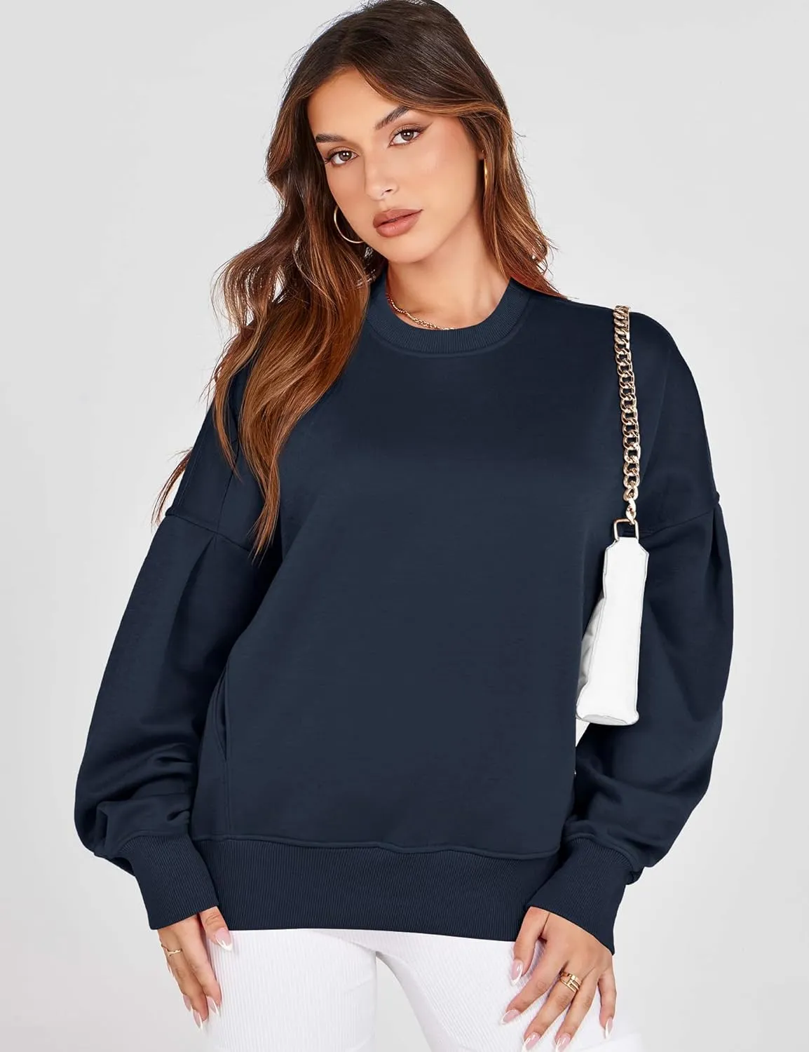 ZHENWEI Womens Fall Oversized Sweatshirts Crewneck Fleece Hoodie Casual Fashion Pullover Sweaters Outfits with Pockets