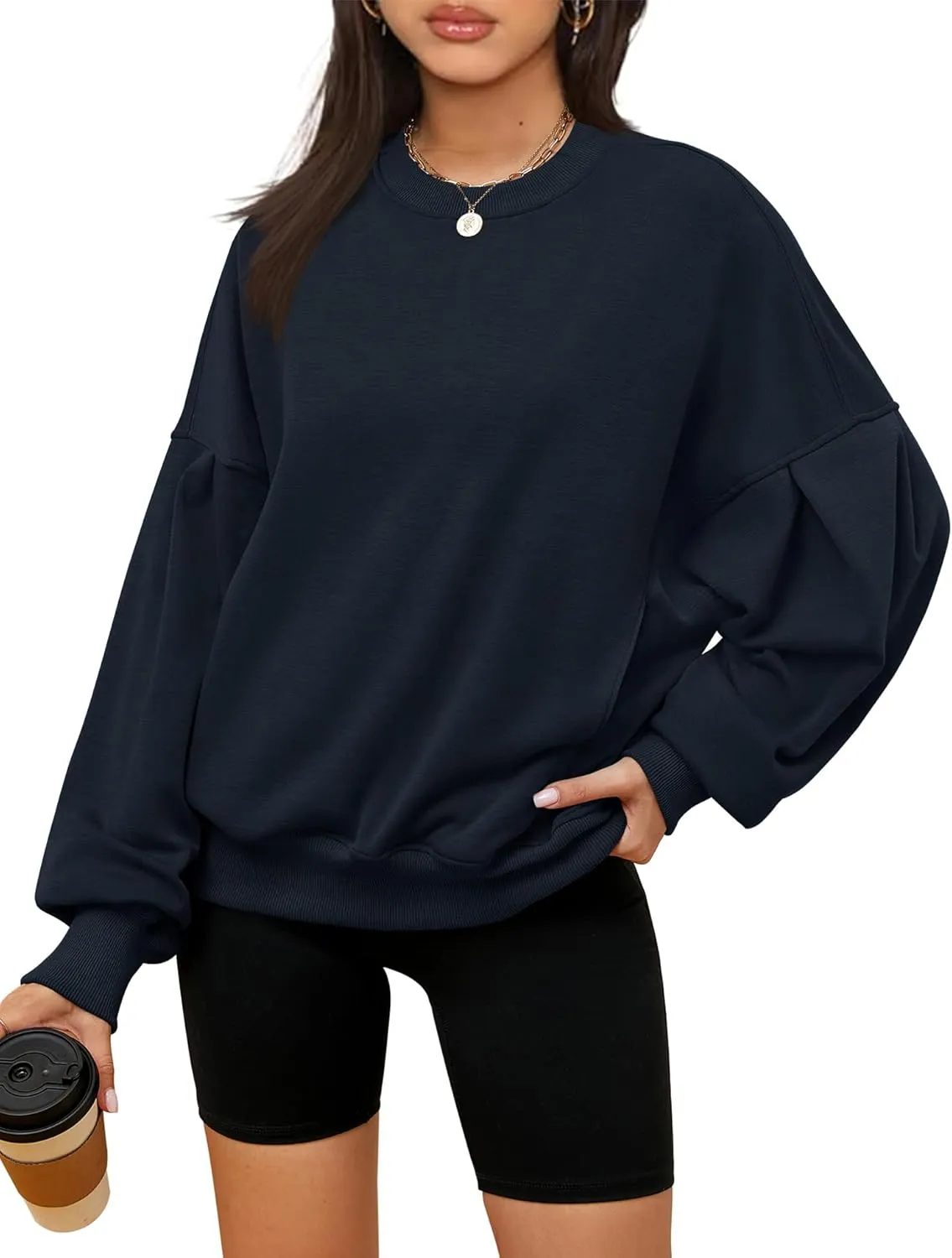 ZHENWEI Womens Fall Oversized Sweatshirts Crewneck Fleece Hoodie Casual Fashion Pullover Sweaters Outfits with Pockets
