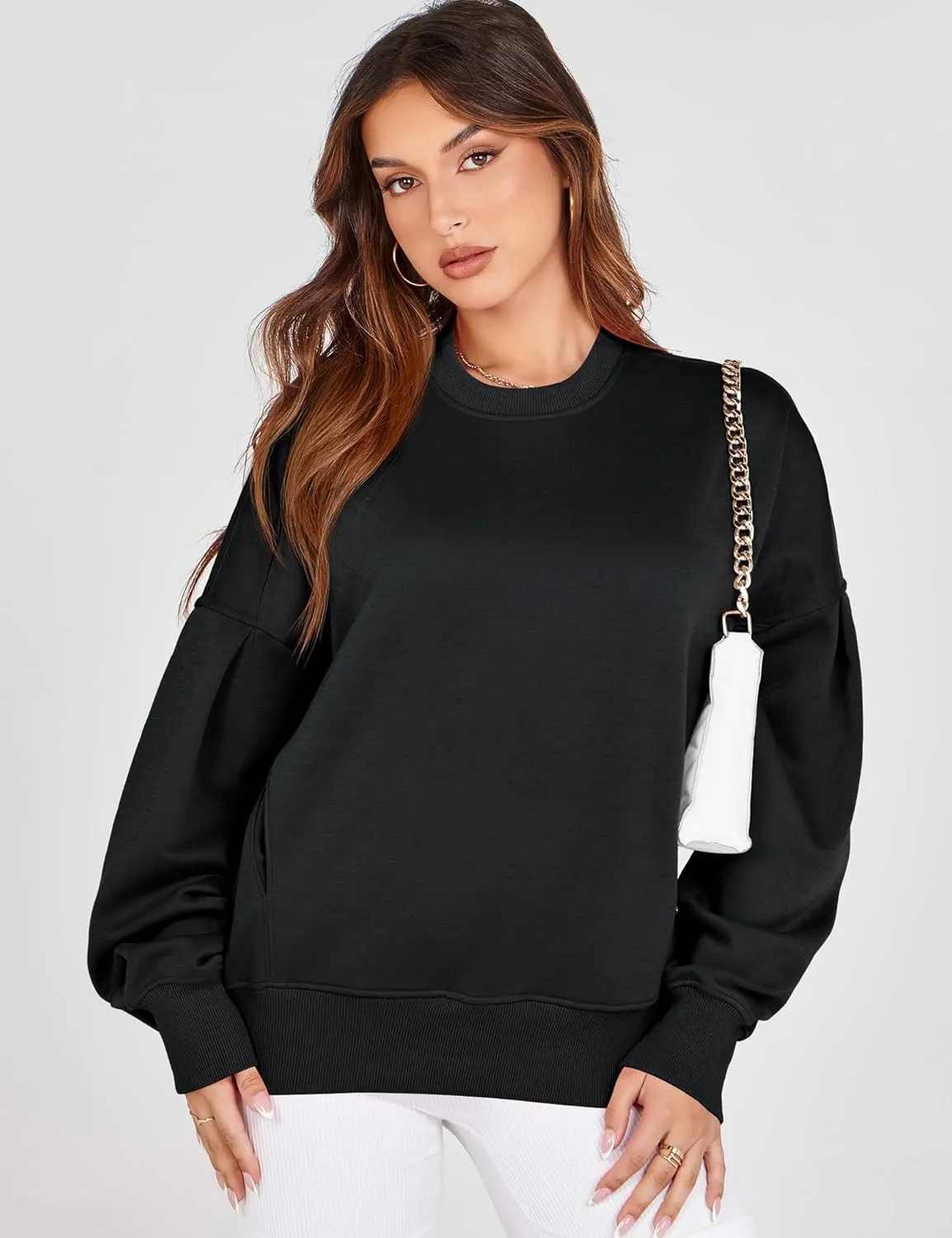 ZHENWEI Womens Fall Oversized Sweatshirts Crewneck Fleece Hoodie Casual Fashion Pullover Sweaters Outfits with Pockets