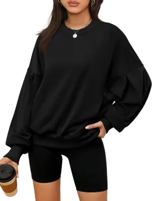 ZHENWEI Womens Fall Oversized Sweatshirts Crewneck Fleece Hoodie Casual Fashion Pullover Sweaters Outfits with Pockets