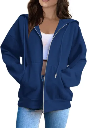 Zip Up Hoodies For Women Cropped Solid Color Sweatshirts Fall Outfits 2024 Long Sleeved Teen Girls Clothes